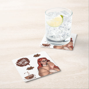 Rustikale Abbildung des Kaffees Cappuccino Brown Rechteckiger Pappuntersetzer