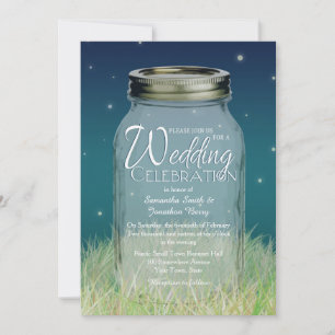Rustikale Abend-Mason-Glas-Hochzeitseinladung Einladung