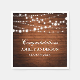 Rustikale Absolventin der Holzlichtprüfung Serviette