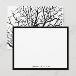 Rustikale Abstrakte Baumzweige in Schwarz und Weiß Mitteilungskarte