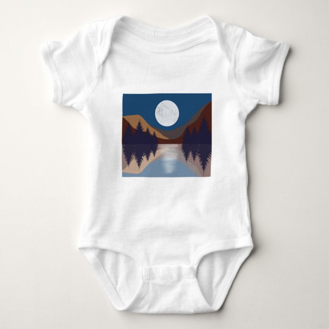 Rustikale Abstrakte Landschaft Forest Moon Reflekt Baby Strampler (Vorderseite)