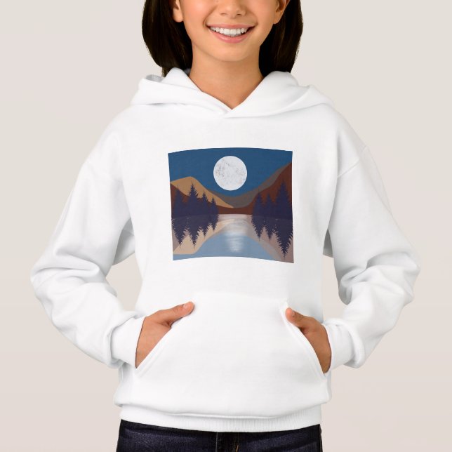 Rustikale Abstrakte Landschaft Forest Moon Reflekt Hoodie (Vorderseite)