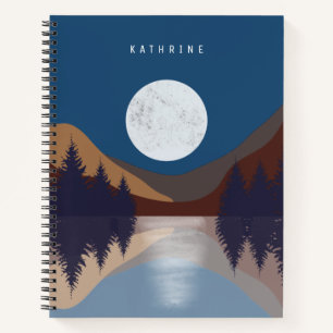 Rustikale Abstrakte Landschaft Forest Moon Reflekt Notizbuch