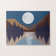 Rustikale Abstrakte Landschaft Forest Moon Reflekt