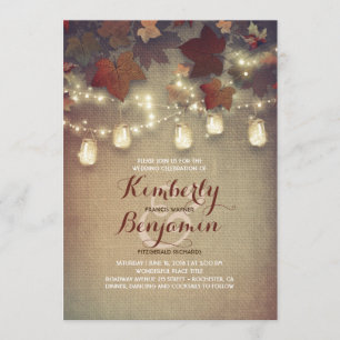 Rustikale Ahorn-Blätter und Hochzeit im Herbst Mas Einladung