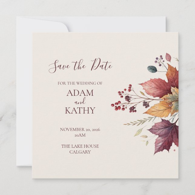 Rustikale Ahornblatt Herbst Hochzeit Save the Date (Vorderseite)