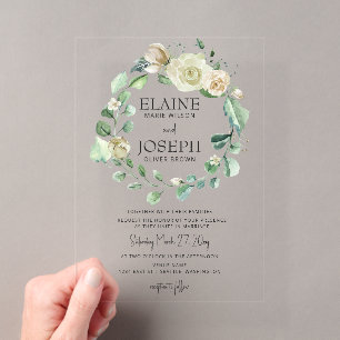 Rustikale Airy Botanical Neutral Floral Wedding Acryleinladungen