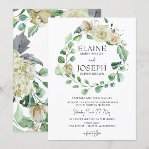 Rustikale Airy Botanical Neutral Floral Wedding Einladung