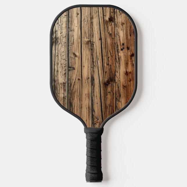 Rustikale, alte Eichenholzwagen Pickleball Schläger (Vorderseite)