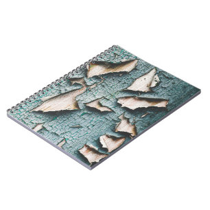 Rustikale, alte, hellblaue Schälfarbe Notizblock