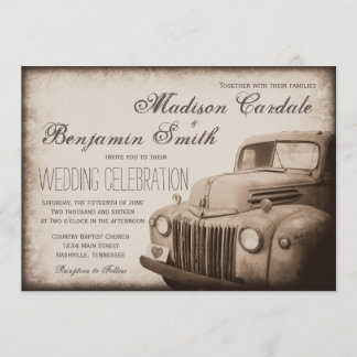 Rustikale Alte LKW Vintage Landhochzeit lädt ein Einladung
