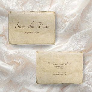 Rustikale alte Papierkarte Save the Date