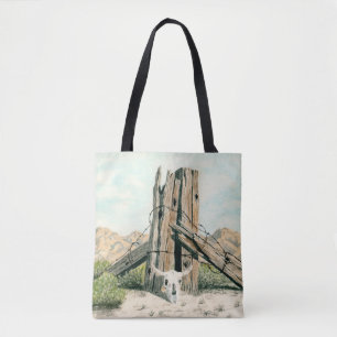 Rustikale alte Westwüste; Wasserfarben-Totetasche