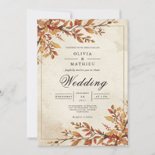 Rustikale Amber Foliage Arch Wedding Einladung