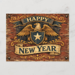 Rustikale Americana-Adler-Schutzmarke Neujahr Feiertagspostkarte