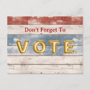 Rustikale Americana-Holzplanke zur Wahl-Erinnerung Postkarte