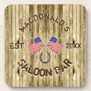 Rustikale amerikanische Flagge Cowboy Thema Bar Getränkeuntersetzer