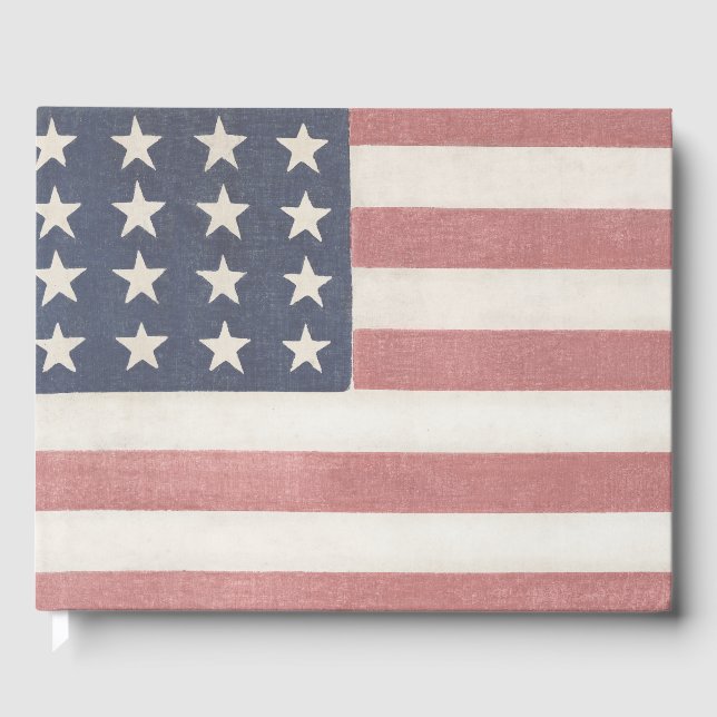 Rustikale amerikanische Flagge Gästebuch (Vorderseite)