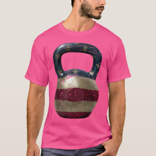 Rustikale amerikanische Flagge Kettle Bell Hantel T-Shirt