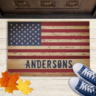 Rustikale amerikanische Flagge Patriotische Stars Fußmatte