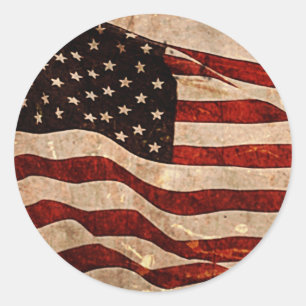 Rustikale amerikanische Flagge - patriotischer Runder Aufkleber