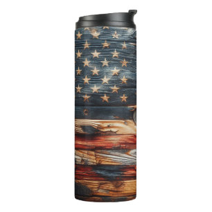 Rustikale amerikanische Flagge Thermosbecher