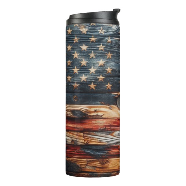 Rustikale amerikanische Flagge Thermosbecher (Nach links gedreht)