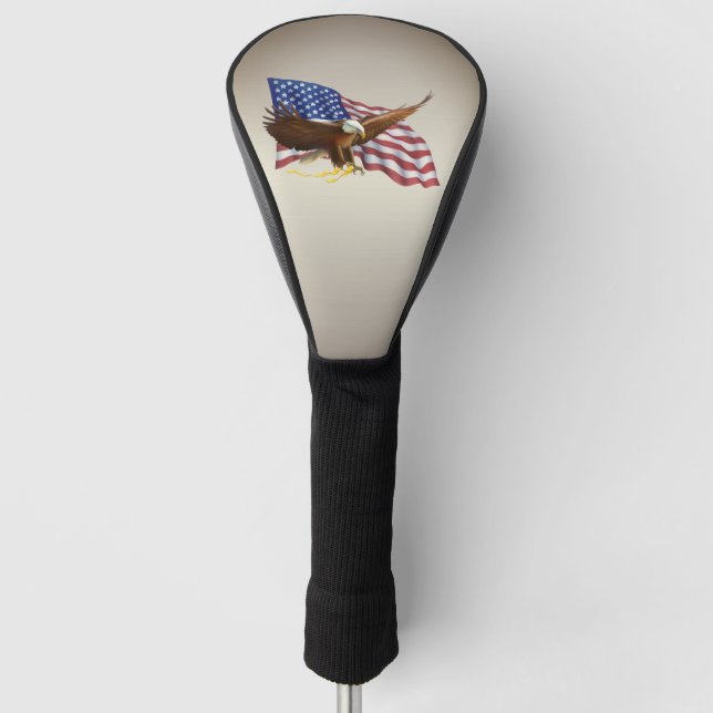 Rustikale amerikanische Flagge und Adler Golf Headcover (Vorderseite)
