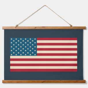 Rustikale amerikanische Flagge Wandkunst-Tapete  Wandteppich Mit Holzrahmen
