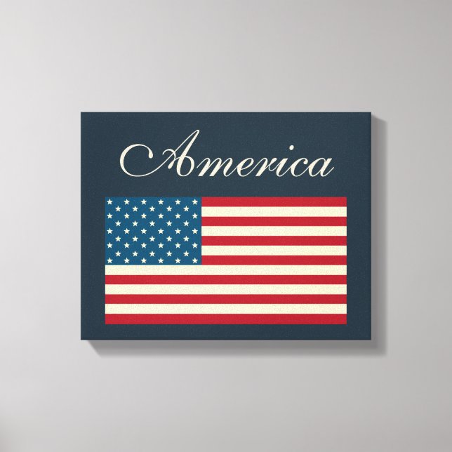 Rustikale amerikanische Flaggenmauer Leinwanddruck (Vorderseite)