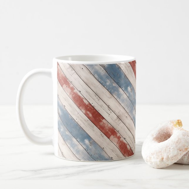 Rustikale amerikanische Holzplanke  Kaffeetasse (Mit Donut)