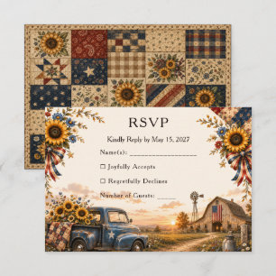 Rustikale amerikanische Scheunenhochzeit mit Sonne RSVP Karte