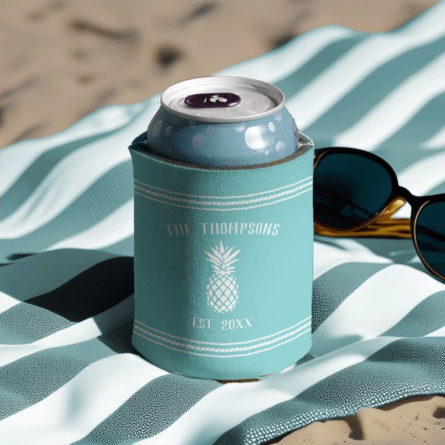 Rustikale Ananas Personalisiert Familienname Dosenkühler (Von Creator hochgeladen)