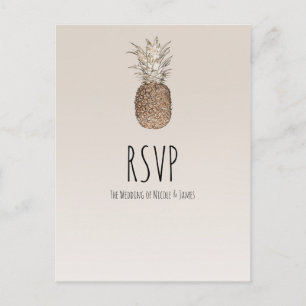 Rustikale Ananas Tropical Hawaiian Wedding RSVP Einladungspostkarte