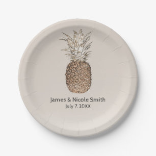 Rustikale Ananas Tropische Hawaiianische Hochzeit Pappteller