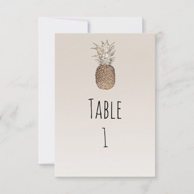 Rustikale Ananas tropische hawaiianische Tischnumm Einladung (Vorderseite)