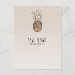 Rustikale Ananas Tropisches Hawaii Save The Date Ankündigungspostkarte