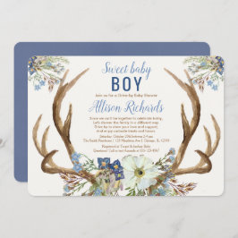 Rustikale Anbeter, blaugrüner Blumenjunge Einladung