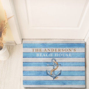 Rustikale Anchor Beach House Schöne Streifen Fußmatte