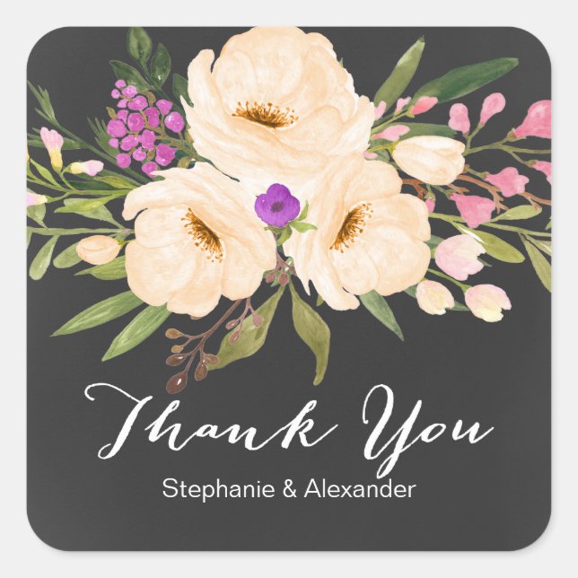 Rustikale Anemones-Tafel Quadratischer Aufkleber (Vorderseite)