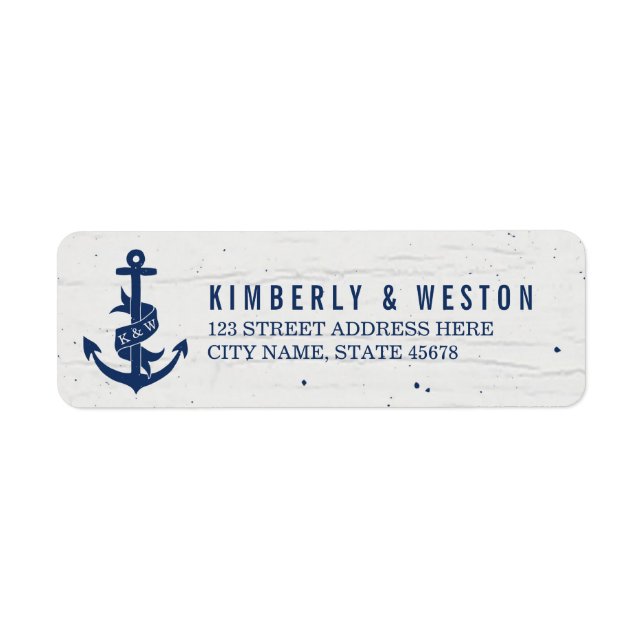 Rustikale Anker-Monogramm-Rücksende-Adressetikette (Vorne)