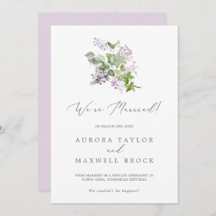Rustikale Ankündigung von Lilac Elopement