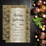 Rustikale Ansammlung für Hirsche Einladung<br><div class="desc">Ein rustikales Hirschmuster mit einem rustikalen Zentrum überragt die Rinde als Kulisse für Ihre Weihnachtsfeiertage Ansammlung Details. Design by Holiday Hearts Designs mit Vintagen Bildern (Rechte vorbehalten).</div>