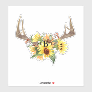 Rustikale Anters Monogram Large Aufkleber