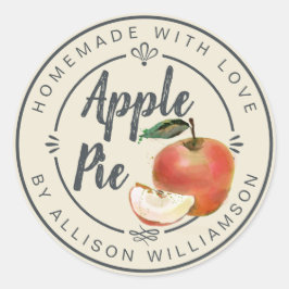 Rustikale Antik-Weiß-Homemade-Apfeltorte Runder Aufkleber