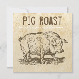 Rustikale antike Schweinebraten-Einladungen Einladung