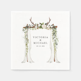 Rustikale Antler Country Boho Floral Monogram Serviette