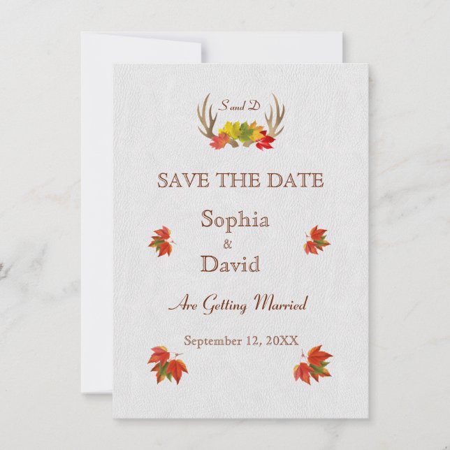 Rustikale Antler Fall Boho SAVE THE DATE Einladung (Vorderseite)