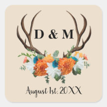 Rustikale Antler Floral Wedding Save the Date