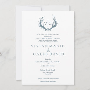 Rustikale Antler mit Blumenreath   Hochzeit Einladung